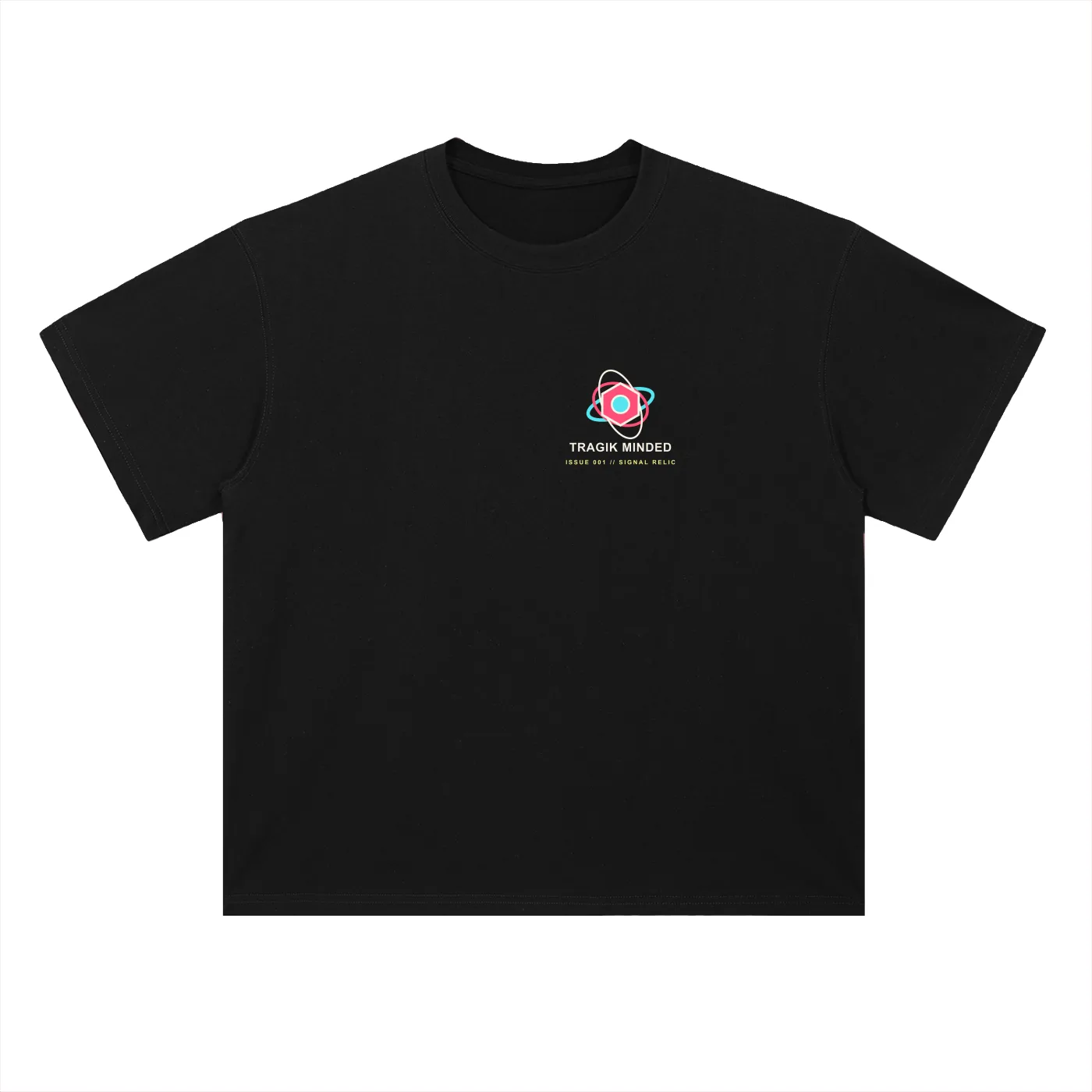 Classic Black Signal Relic 001 heavyweight tee with a small left-chest relic mark